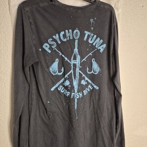 Psycho Tuna Black Long Sleeve Tee with Blue Graphic